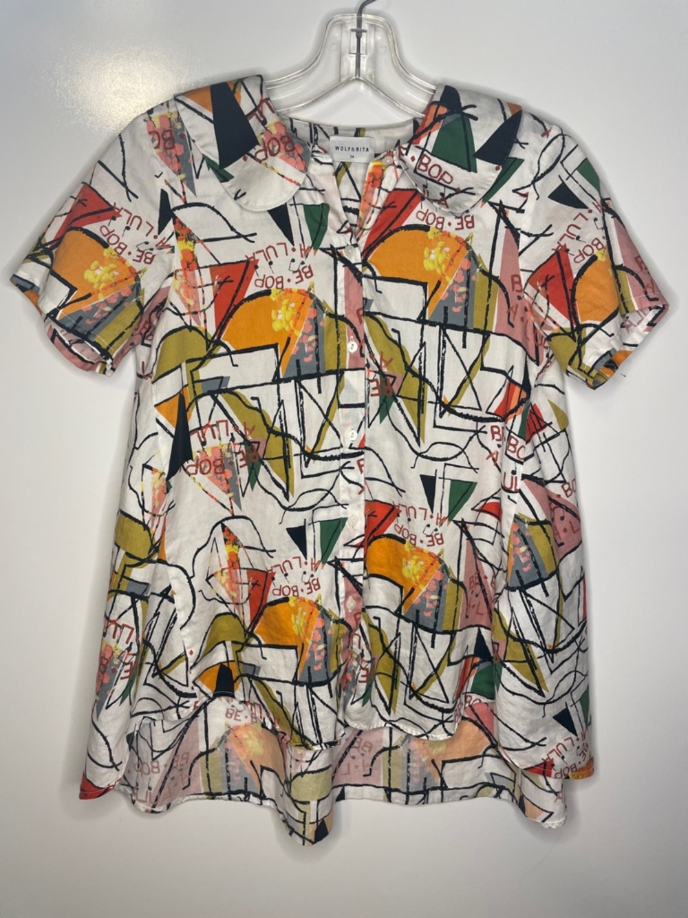 Wolf & Rita Girls Tunic/ Dress Size 14 Abstract Print Peter Pan Collar Button